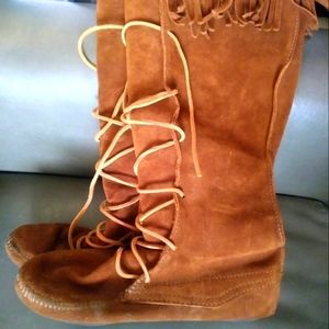 Suede tall moccasins size 9
